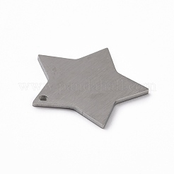 変色しにくい304ステンレススチールペンダント  両面ドローベンチ  ブラシ仕上げのスタンプ付き空白タグ  スター  ステンレス鋼色  19.5x20x1mm  穴：1.2mm&nbsp;STAS-F271-04C-P