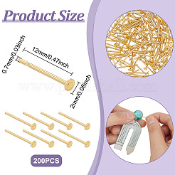 304ステンレススチールスタッドピアス金具200個  フラットラウンド  18KGP本金メッキ  2mm  ピン：0.7mm&nbsp;STAS-UN0062-57