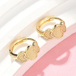 Серьги-кольца из латуни в форме сердца EJEW-Z102-15G