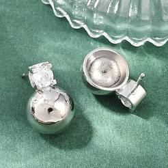 Ohrstecker aus Messing mit Pavé-Fassung und klarem Zirkonia&nbsp;EJEW-G471-36P