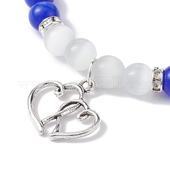 Set di braccialetti elasticizzati con perline rotonde rotonde per San Valentino&nbsp;BJEW-TA00432