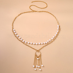 День святого Валентина сплав с пластиковым жемчугом двухслойные цепочки в форме сердца с кисточками на талию и живот для женщин FS-WGB1689-01