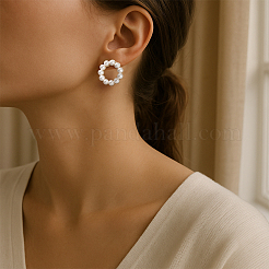 4 пара сережек-гвоздиков из искусственного жемчуга из пластика в 4 стилях&nbsp;EJEW-HY0001-36