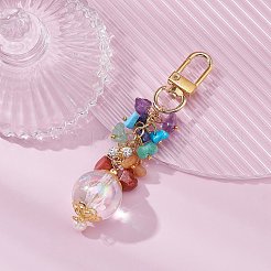Подвески из бисера с натуральным смешанным камнем чакра HJEW-JM01109