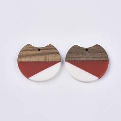 Pendentifs en résine bicolore et bois de noyer&nbsp;RESI-Q210-011A-B03