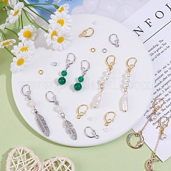 20ペア2色真鍮ピアスフック  水平ループ & 100 個のジャンプ リング & 50 個のプラスチック イヤー ナット付き  プラチナ·ゴールデン  15x10x2mm  穴：1mm  ピン：1mm  10ペア/カラー&nbsp;KK-SZ0002-42