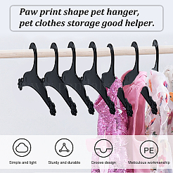 プラスチックペットハンガー  犬の足跡滑り止めフック小型ペットアパレルハンガー  ブラック  127x225x3.5mm&nbsp;AJEW-WH0033-28