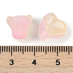 透明スプレーペイントガラスビーズ  花  ミスティローズ  10.5x10.5x10.5mm  穴：1.6mm&nbsp;GLAA-H035-03D