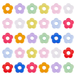 100個の不透明なアクリルビーズ  花  ミックスカラー  19x19x3.5mm  穴：1.4mm&nbsp;MACR-TA0002-64