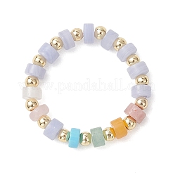 3 Stück Edelstein-Scheibenperle mit Messing-Fingerringen&nbsp;RJEW-JR00985-02