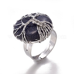 Регулируемые кольца для пальцев из натурального и синтетического камня&nbsp;RJEW-L090-B