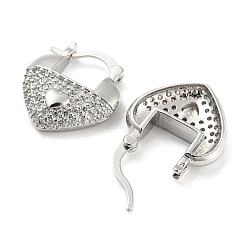 Толстые серьги-кольца из латуни в форме сердца с микропаве и прозрачным фианитом EJEW-Q785-02P