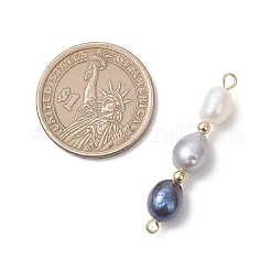 Трехцветные натуральные жемчужные подвески-коннекторы в виде картофеля из бисера&nbsp;PALLOY-JF04904-01