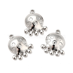 変色しない304ステンレススチールペンダント  タコチャーム  ステンレス鋼色  20x17.5x5mm  穴：2mm&nbsp;STAS-A066-01P