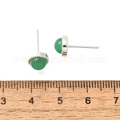 Серьги-гвоздики из натурального зеленого оникса-агата (окрашенного и нагретого) EJEW-L099-08P