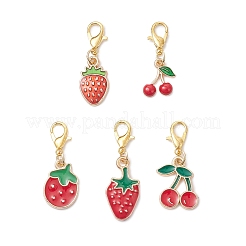 Подвесные украшения из эмалевого сплава в виде клубники и вишни&nbsp;HJEW-JM04120