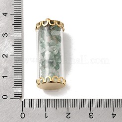 Стеклянная трубка с бусинами из натурального зеленого авантюрина внутри подвесок&nbsp;LS-FIND-B054-01G-03