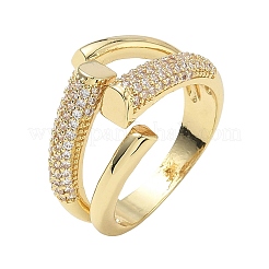 Anelli aperti con polsino in ottone micro pavé di zirconi cubici per donna&nbsp;RJEW-L343-12G-01