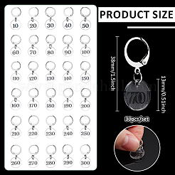 30 шт. прозрачные акриловые плоские круглые маркеры петель с подвеской-цифрой&nbsp;HJEW-BC00089