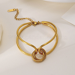 Pulseras de eslabones de doble anillo de acero inoxidable 304 para mujer&nbsp;WGD91E7-01