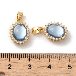 Овальные подвески из латуни с микропаве и прозрачным фианитом&nbsp;KK-M270-38G