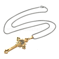 Pendentif croix de saint Benoît en acier inoxydable émaillé 201&nbsp;SA-CBA3211-03GP