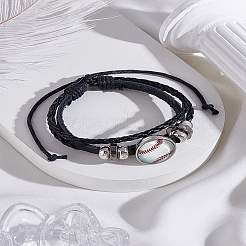 1 bracelet multi-brins en cuir de vachette à thème sportif&nbsp;BJEW-LP0003-50D