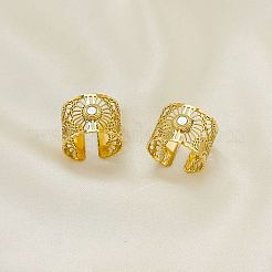 Открытые кольца-манжеты из нержавеющей стали 304 с полым цветком и натуральными ракушками для женщин&nbsp;FS-WGFCCCD-01