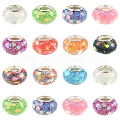 110 шт. 11-х цветные прозрачные бусины из смолы в форме ронделла европейские&nbsp;RESI-YW0005-87