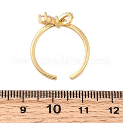 Кольца-манжеты из латуни с розовым паве и прозрачными кубическими цирконами&nbsp;RJEW-P173-01G-02