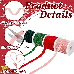 40 ярд двухцветной односторонней бархатной ленты с рождественской тематикой SRIB-HY0001-10