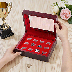 Aufbewahrungsboxen aus Holz für Meisterschaftsringe mit einem Fach und transparentem Acryldeckel&nbsp;CON-WH0089-287