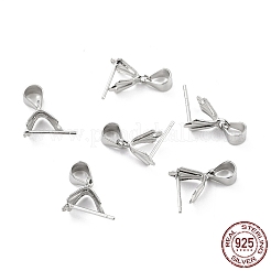 変色防止ロジウムメッキ スターリングシルバー アイスピックピンチベイル 925個  プラチナ  10x6x4mm  内径：5x5mm  ピン：0.7mm&nbsp;STER-Z001-018P