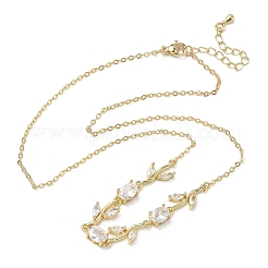 Collane da donna con catena a maglie a cavo e motivo a rosa in ottone con pavé di zirconi cubici.&nbsp;NJEW-C121-05B-01G