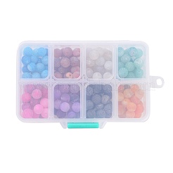 天然風化瑪瑙ビーズ  染め  艶消し  ラウンド  ミックスカラー  8mm  穴：1mm  8色  20個/カラー  160個/箱&nbsp;G-JP0001-27A