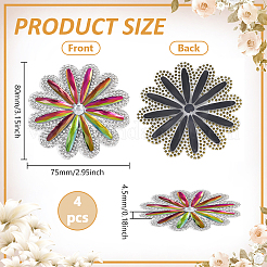 4 Stück Hotfix-Strass in Blumenform (Heißkleber auf der Rückseite).&nbsp;DIY-FG0007-66
