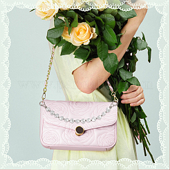 2 шт. 2 стильных акриловых ручек для сумок с имитацией жемчуга Кеши и алюминиевой цепочкой&nbsp;DIY-WR0002-69P