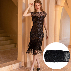 Отделка полиэфирной лентой с кисточками и пайетками&nbsp;OCOR-WH0078-145A