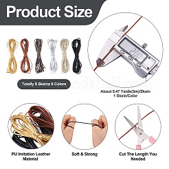 6 моток шнуров из искусственной кожи 6 цветов&nbsp;OCOR-TA0001-96