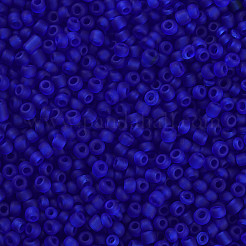 ガラスシードビーズ  つや消し色  ラウンド  ブルー  3mm&nbsp;SEED-A008-3mm-M8