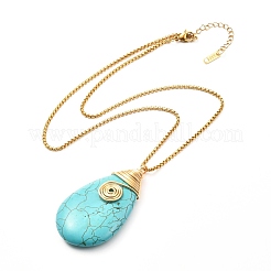 Collana con ciondolo in howlite naturale a goccia per donna ragazza&nbsp;NJEW-JN03706