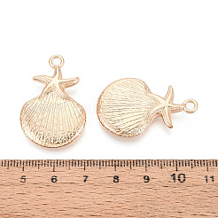 ラックメッキ合金ペンダント  ヒトデと貝殻の形をしたチャーム  ライトゴールド  34x22x4.5mm  穴：3mm&nbsp;X-PALLOY-N181-20KCG