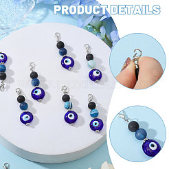 18 шт. бусина ручной работы от сглаза и подвеска из натурального черного агата HJEW-CA00078