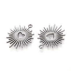 変色しない304ステンレススチールペンダント  ハートチャーム  ステンレス鋼色  22.5x18x2mm  穴：1.8mm&nbsp;X-STAS-I671-01P
