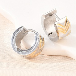 Boucles d'oreilles créoles rayées bicolores en acier inoxydable 304&nbsp;EJEW-L307-04GP-02