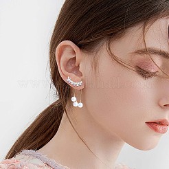 クリア キュービック ジルコニア リーフィー ブランチ イミテーション パール ダングル スタッド ピアス  女性のための合金ロング タッセル ドロップ イヤリング  ゴールドカラー  76.5x18mm&nbsp;JE1051A