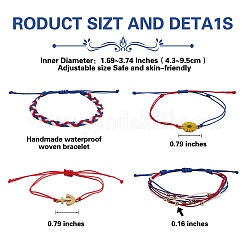 4шт 4 стиля цветок и якорь плетеные браслеты из бисера набор&nbsp;BJEW-SW00040