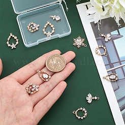 16pz 8 pendenti in ottone con micro pavé di zirconi trasparenti&nbsp;KK-CA0003-55