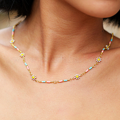 Богемный пляжный отдых латунная эмаль подсолнечник цепочка ручной работы ожерелья женские свидание подарок HM4276