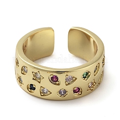 Открытое кольцо-манжета из латуни с микропаве из кубического циркония RJEW-K267-02G